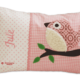 Personalisierbares Namenskissen mit Vogel - Applikation und Stickerei auf rosa