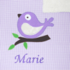 Personalisierbare Decke mit verschiedenen Mustern, Vogel-Applikation und Namensstickerei