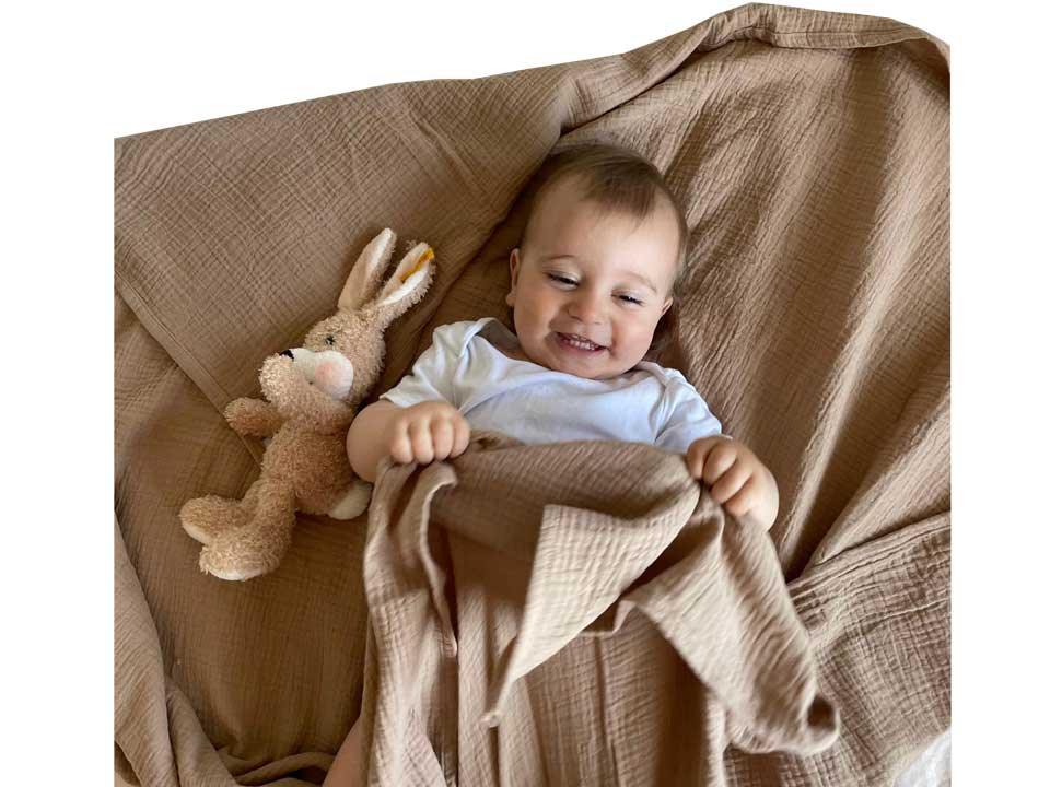 Braun Pucktuch Baby Musselin Babydecke Swaddle 120x120cm Bambus Baumwolle Baby Pucktücher Decke für Neugeborene Junge und Mädchen 
